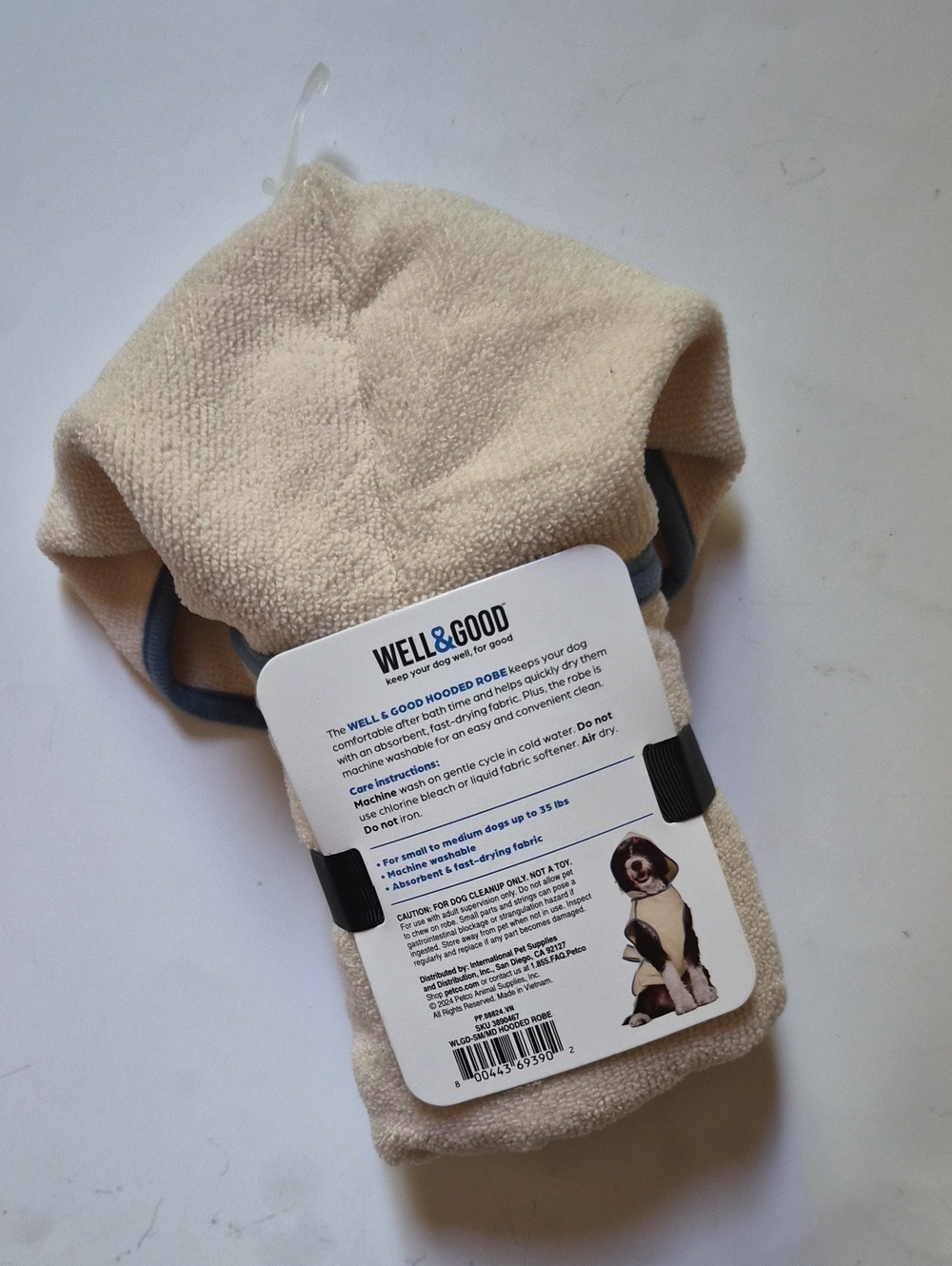 Well & Good Hooded Robe for Dogs, Small/Medium - Picture 5 of 7